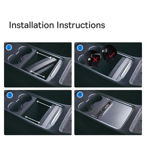 Автомобильное зарядное устройство Baseus T-Space HUB for Tesla, черное, серое, Quick Charge, c кабелем, 45 Вт, 3 порта, 12-24 B, #B00051300111-00 Превью 4