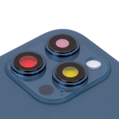 Задня панель корпуса для iPhone 12 Pro Max, синя, із склом камери, small hole Прев'ю 1