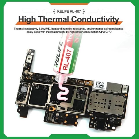 Thermal Compound RELIFE  RL-407 , (silicone, in a syringe, 20 ml, black, 6 Вт/м*К) Preview 4