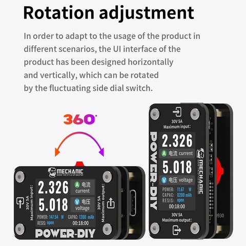 USB Tester Mechanic Power-DIY, (XH2.54, USB type C, Lightning) Preview 2