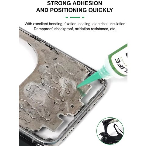 Adhesivo RELIFE RL-035A, poliuretano, negro, para pegar tapas traseras, para marcos de pantalla, 30 ml Vista previa  3