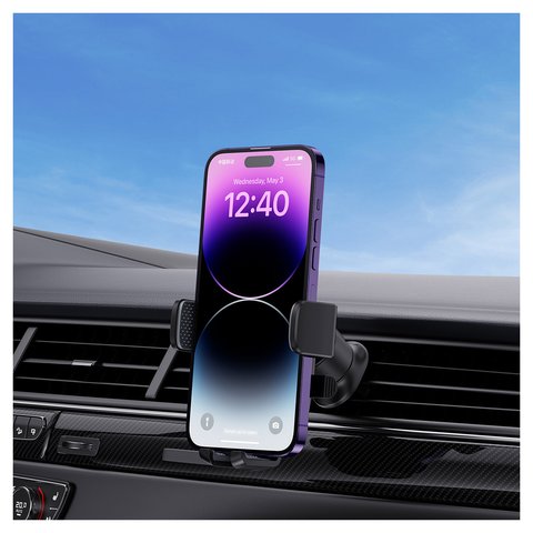 Автомобільний тримач Baseus UltraControl Pro, чорний, на дефлектор, вакуумний присос, #C40351600113-00 Прев'ю 1