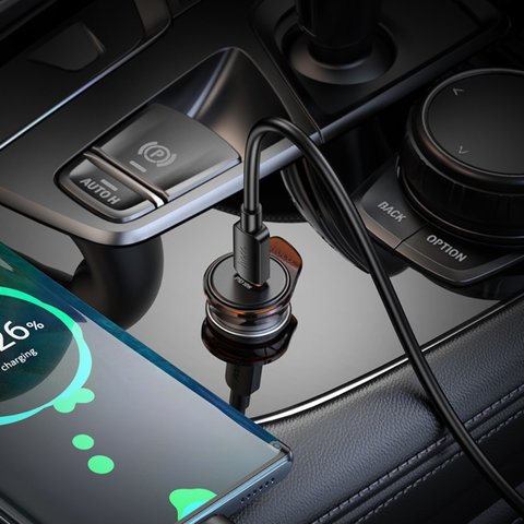 Автомобільний зарядний пристрій Hoco NZ16, чорне, Power Delivery (PD), з кабелем USB тип-C до USB тип-C, 30 Вт, 1 порт, 12-24 B, #6942007644730 Прев'ю 6