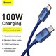 USB кабель Baseus Crystal Shine Series, 2xUSB тип-C, 200 см, 100 Вт, синій, в нейлоновому обплетенні, #CAJY000703 Прев'ю 1